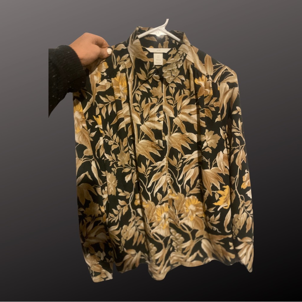 Golden floral button down blouse from H&M